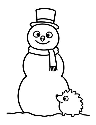 A tall snowman with a top hat