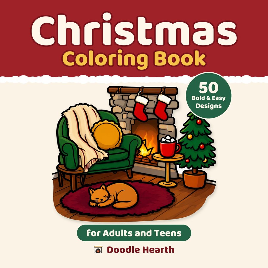 Cozy Christmas coloring pages